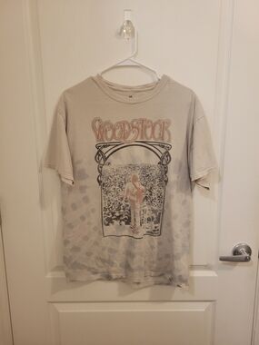 Junk Food Clothing Beige Woodstock Graphic Tee with Black & Orange Print
